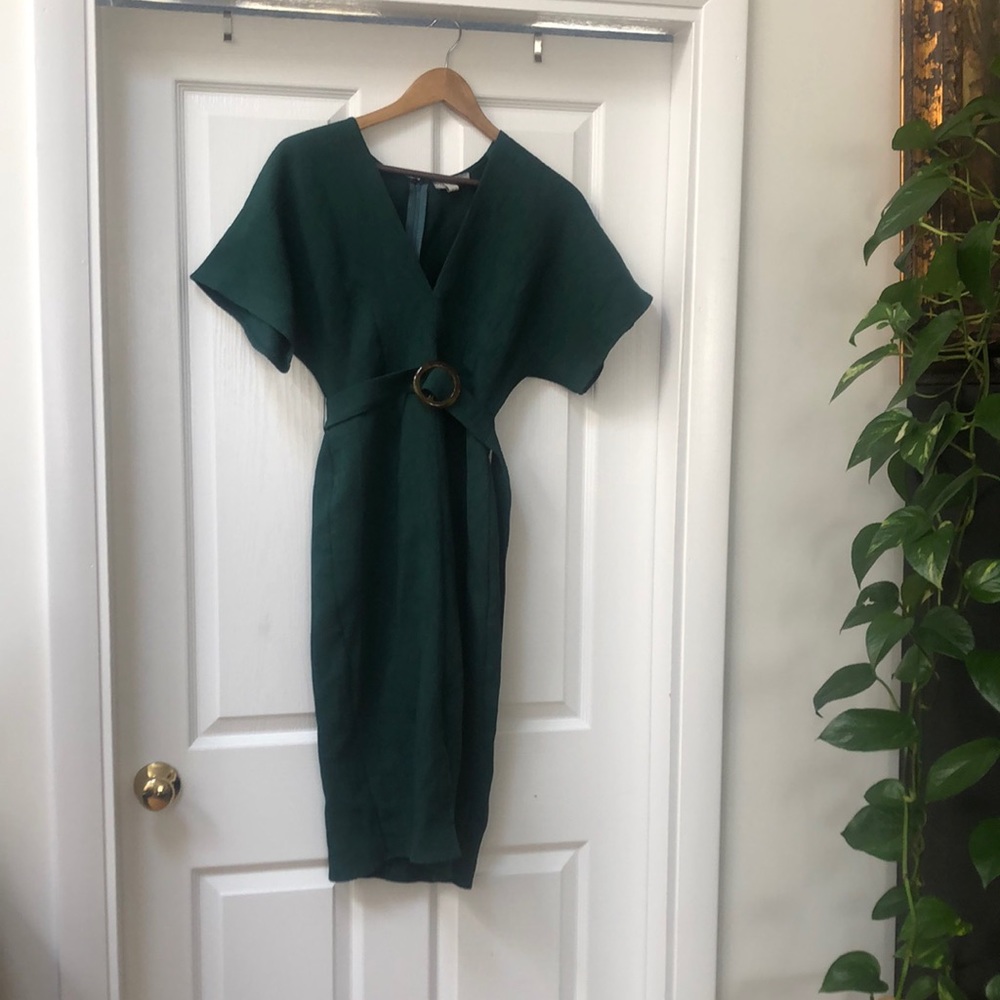 Green ASOS dress with sexy V neck
